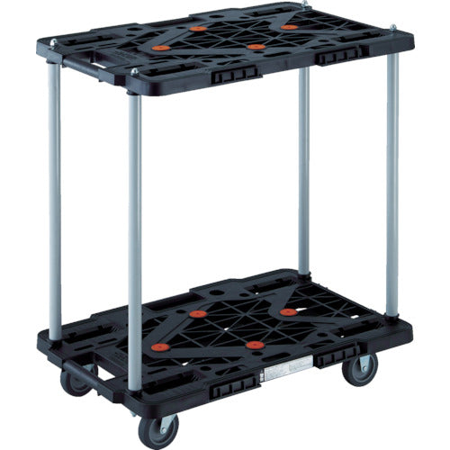 TRUSCO 樹脂製台車 2段式ルートバン 600X400 ハンドル無 黒