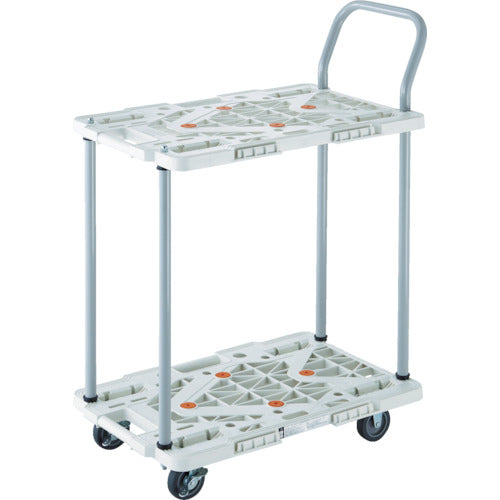 TRUSCO 樹脂製台車 2段式ルートバン 600X400 ハンドル付 ストッパー付 黒