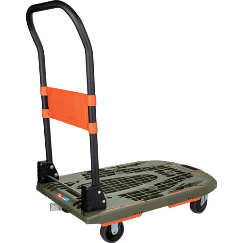 TRUSCO 樹脂台車 カルティオ(新型) 780X490 折畳 オリーブドラブ 樹脂ストッパー付