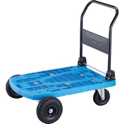 TRUSCO 樹脂台車 カルティオビッグオフロード 900X600 ノーパンクタイヤ ブルー