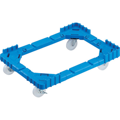 TRUSCO OCドーリー 50Lオリコン用 ナイロン車輪 4輪自在ストッパー付 片側ガード無し ブルー