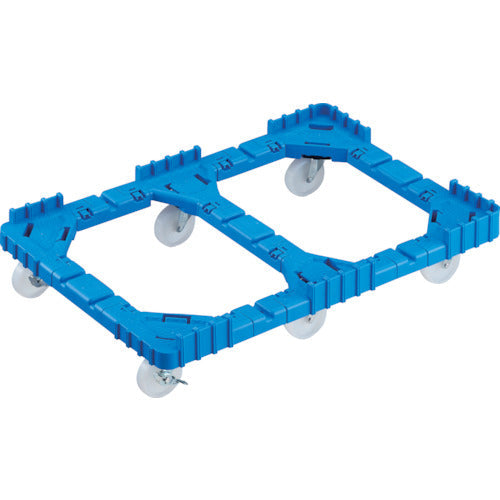 TRUSCO OCドーリー 75Lオリコン用 ナイロン車輪 6輪自在ストッパー付 片側ガード無し ブルー