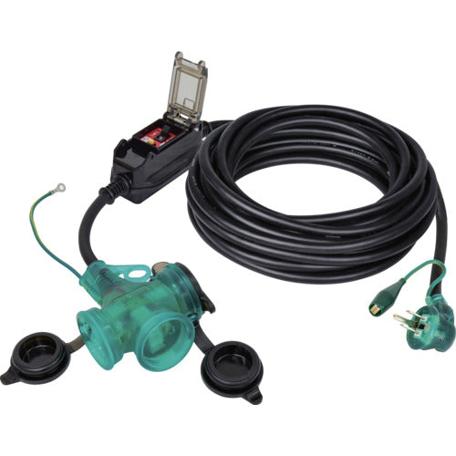 NICHIDO 防雨Lヘナポッキン延長ブレーカ10m 過負荷漏電保護兼用