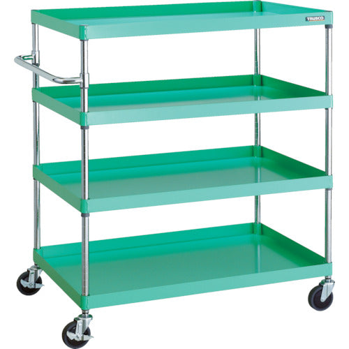 TRUSCO ツールワゴン フェニックスワゴン 省音 1000X650XH1200 4段 ヤンググリーン
