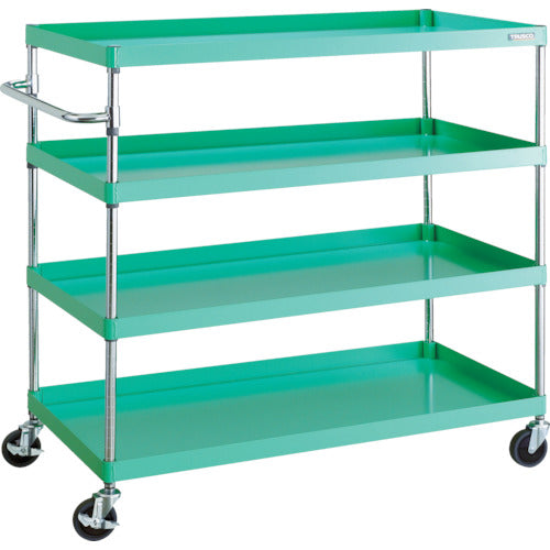 TRUSCO ツールワゴン フェニックスワゴン 省音 1200X600XH1200 4段 ヤンググリーン