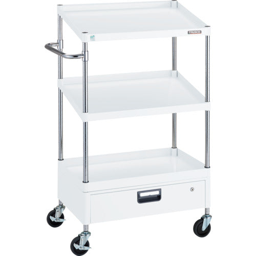 TRUSCO ツールワゴン フェニックスワゴン 省音 750X500XH1300 1段 傾斜2段 1段引出付 ホワイト