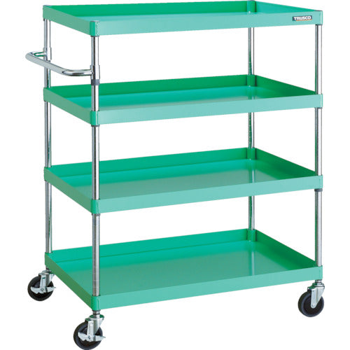 TRUSCO ツールワゴン フェニックスワゴン 省音 900X600XH1200 4段 ヤンググリーン
