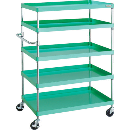 TRUSCO ツールワゴン フェニックスワゴン 省音 1000X650XH1500 5段 ヤンググリーン