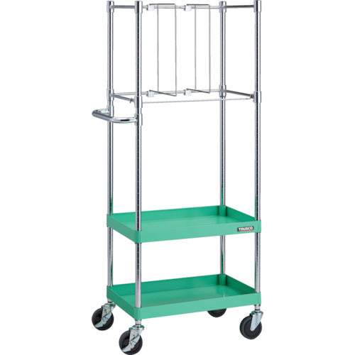 TRUSCO ツールワゴン フェニックスワゴン 省音 600X400XH1500 立掛け用 ヤンググリーン