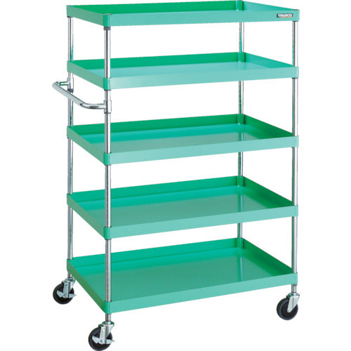 TRUSCO ツールワゴン フェニックスワゴン 省音 900X600XH1500 5段 ヤンググリーン