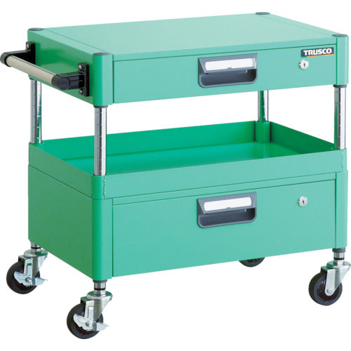 TRUSCO ツールワゴン フェニックスワゴン 省音 600X400XH600 引出付 ヤンググリーン