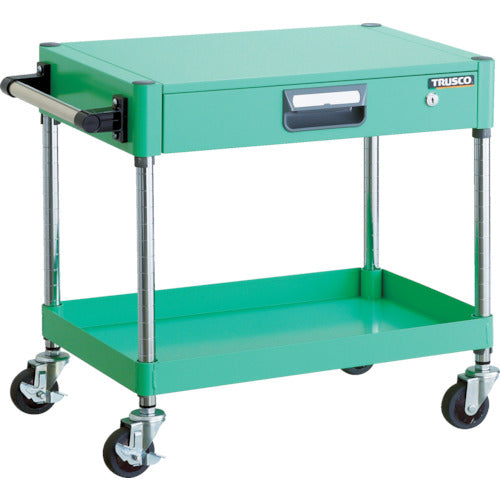TRUSCO ツールワゴン フェニックスワゴン 省音 600X400 薄型1段引出付 ヤンググリーン