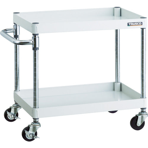TRUSCO ツールワゴン フェニックスワゴン 600X400 2段 Φ75ゴム車輪 ホワイト