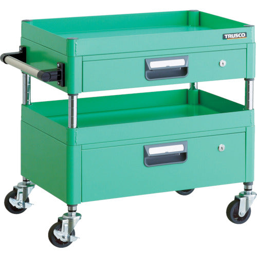 TRUSCO ツールワゴン フェニックスワゴン 省音 600X400XH600 引出付 ヤンググリーン