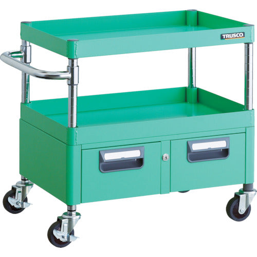 TRUSCO ツールワゴン フェニックスワゴン 省音 600X400XH600 2列引出付 ヤンググリーン