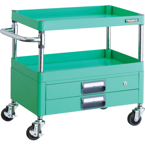 TRUSCO ツールワゴン フェニックスワゴン 省音 600X400XH600 2段引出付 ヤンググリーン