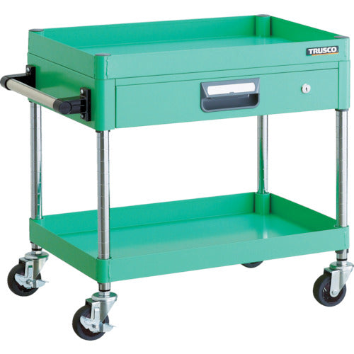 TRUSCO ツールワゴン フェニックスワゴン 省音 600X400 薄型1段引出付 ヤンググリーン