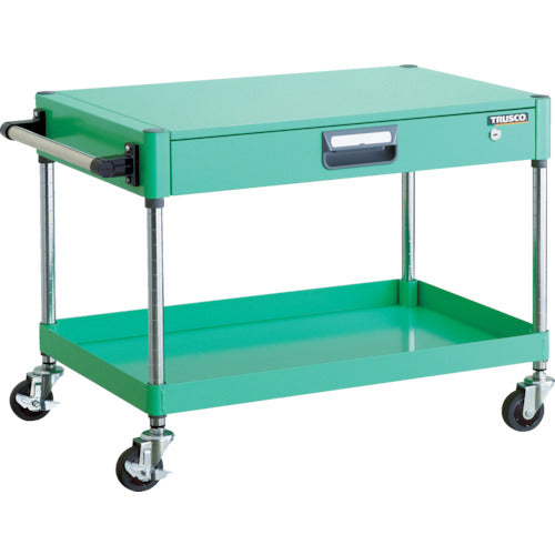 TRUSCO ツールワゴン フェニックスワゴン 省音 750X500 薄型1段引出付 ヤンググリーン