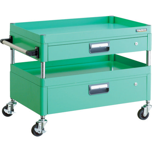 TRUSCO ツールワゴン フェニックスワゴン 省音 750X500XH600 引出付 ヤンググリーン