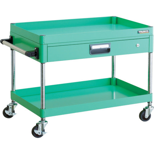 TRUSCO ツールワゴン フェニックスワゴン 省音 750X500 薄型1段引出付 ヤンググリーン