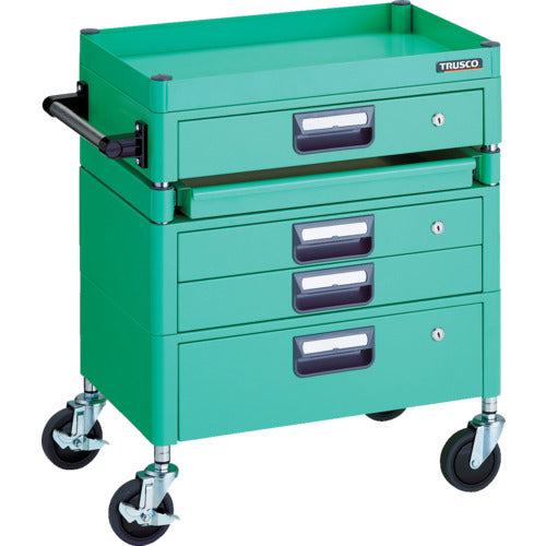 TRUSCO ツールワゴン フェニックスワゴン 省音 600X400 H740 引出付 スライド1段 ヤンググリーン