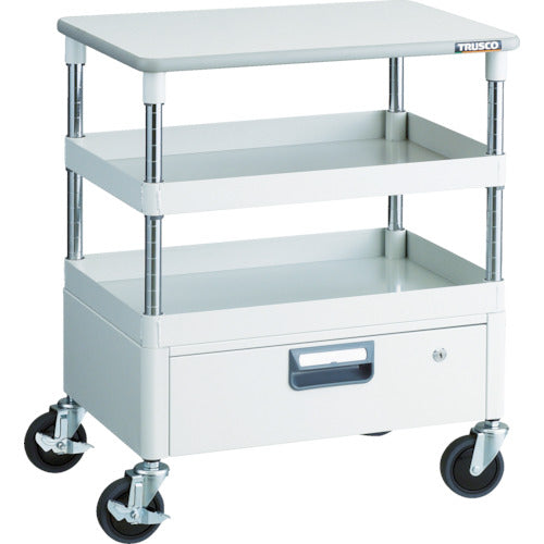 TRUSCO ツールワゴン フェニックスワゴン 省音 600X400 1段引出 天板付 ホワイト