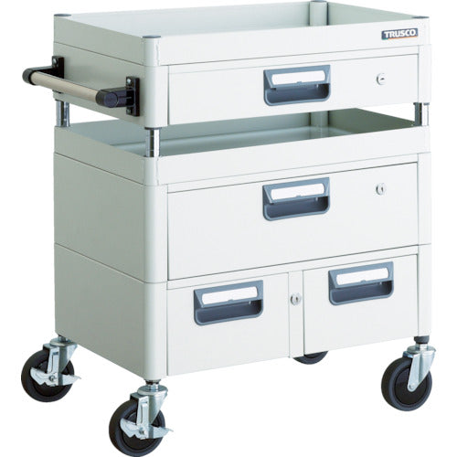 TRUSCO ツールワゴン フェニックスワゴン 抗菌 省音 600X400XH740 引出付 ホワイト