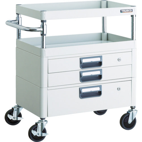 TRUSCO ツールワゴン フェニックスワゴン 省音 600X400XH740 引出付 ホワイト