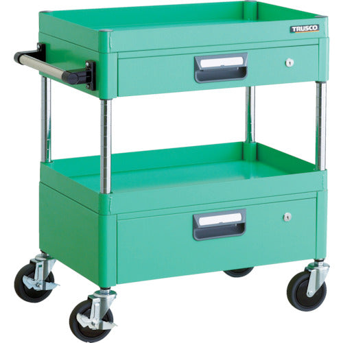 TRUSCO ツールワゴン フェニックスワゴン 省音 600X400XH740 引出付 ヤンググリーン