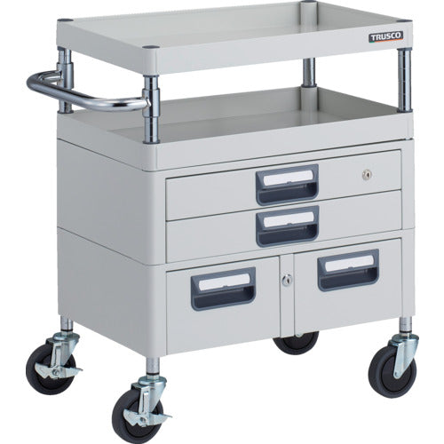 TRUSCO ツールワゴン フェニックスワゴン 抗菌 省音 600X400XH740 引出付 ホワイト