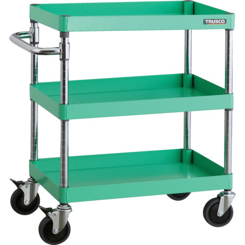 TRUSCO ツールワゴン フェニックスワゴン 省音 600X400XH740 3段 ヤンググリーン