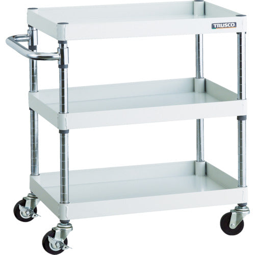 TRUSCO ツールワゴン フェニックスワゴン 600X400 3段 Φ75ゴム車輪 ホワイト
