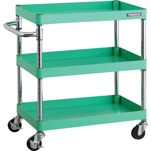 TRUSCO ツールワゴン フェニックスワゴン 600X400 3段 Φ75ゴム車輪 ヤンググリーン