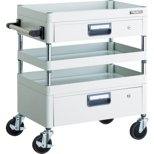 TRUSCO ツールワゴン フェニックスワゴン 省音 600X400XH740 引出付 ホワイト
