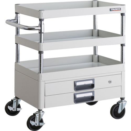TRUSCO ツールワゴン フェニックスワゴン 省音 600X400XH740 2段引出付 ホワイト