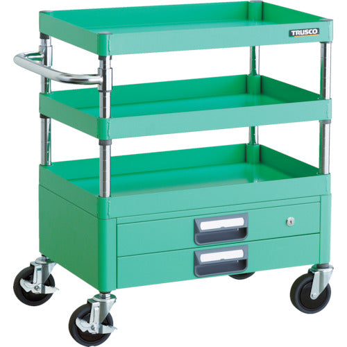 TRUSCO ツールワゴン フェニックスワゴン 省音 600X400XH740 2段引出付 ヤンググリーン
