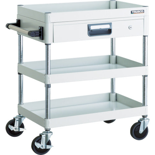 TRUSCO ツールワゴン フェニックスワゴン 省音 600X400 薄型1段引出付 ホワイト