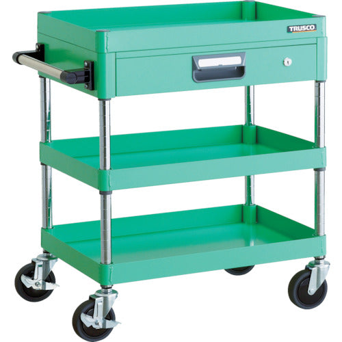 TRUSCO ツールワゴン フェニックスワゴン 省音 600X400 薄型1段引出付 ヤンググリーン