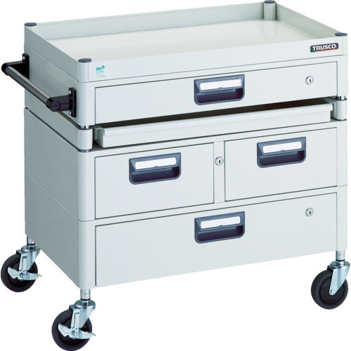 TRUSCO ツールワゴン フェニックスワゴン 省音 750X500 H740 引出付 スライド1段 ホワイト