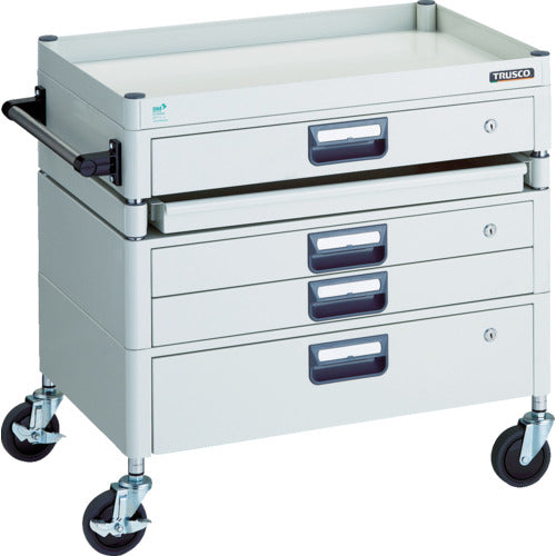 TRUSCO ツールワゴン フェニックスワゴン 省音 750X500 H740 引出付 スライド1段 ホワイト