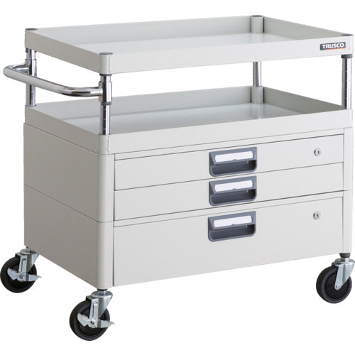 TRUSCO ツールワゴン フェニックスワゴン 省音 750X500XH740 引出付 ホワイト
