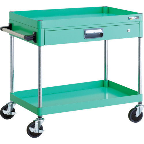 TRUSCO ツールワゴン フェニックスワゴン 省音 750X500 薄型1段引出付 ヤンググリーン