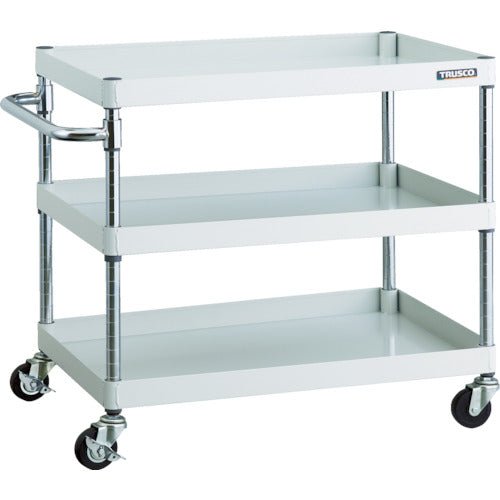 TRUSCO ツールワゴン フェニックスワゴン 750X500 3段 Φ75ゴム車輪 ホワイト