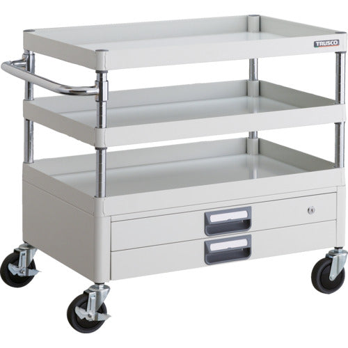 TRUSCO ツールワゴン フェニックスワゴン 省音 750X500XH740 2段引出付 ホワイト