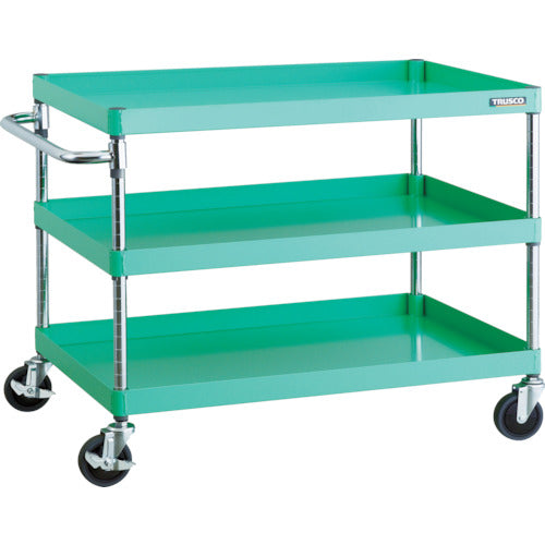 TRUSCO ツールワゴン フェニックスワゴン 省音 900X600XH740 3段 ヤンググリーン