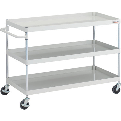 TRUSCO ツールワゴン フェニックスワゴン 抗ウィルスハンドル 省音 1200X600XH880 3段 ホワイト