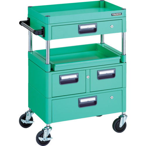 TRUSCO ツールワゴン フェニックスワゴン 省音 600X400 H880 引出付 スライド1段 ヤンググリーン