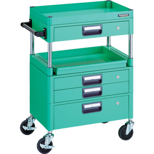TRUSCO ツールワゴン フェニックスワゴン 省音 600X400 H880 引出付 スライド1段 ヤンググリーン
