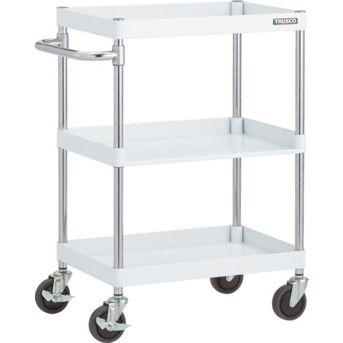 TRUSCO ツールワゴン フェニックスワゴン 省音 600X400XH880 3方棚板付 ホワイト
