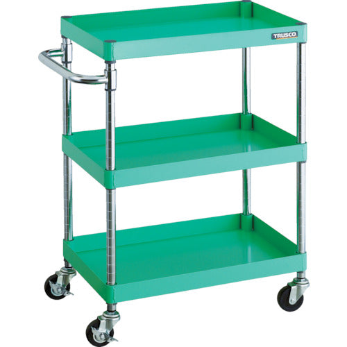 TRUSCO ツールワゴン フェニックスワゴン 600X400 3段 Φ75ゴム車輪 ヤンググリーン